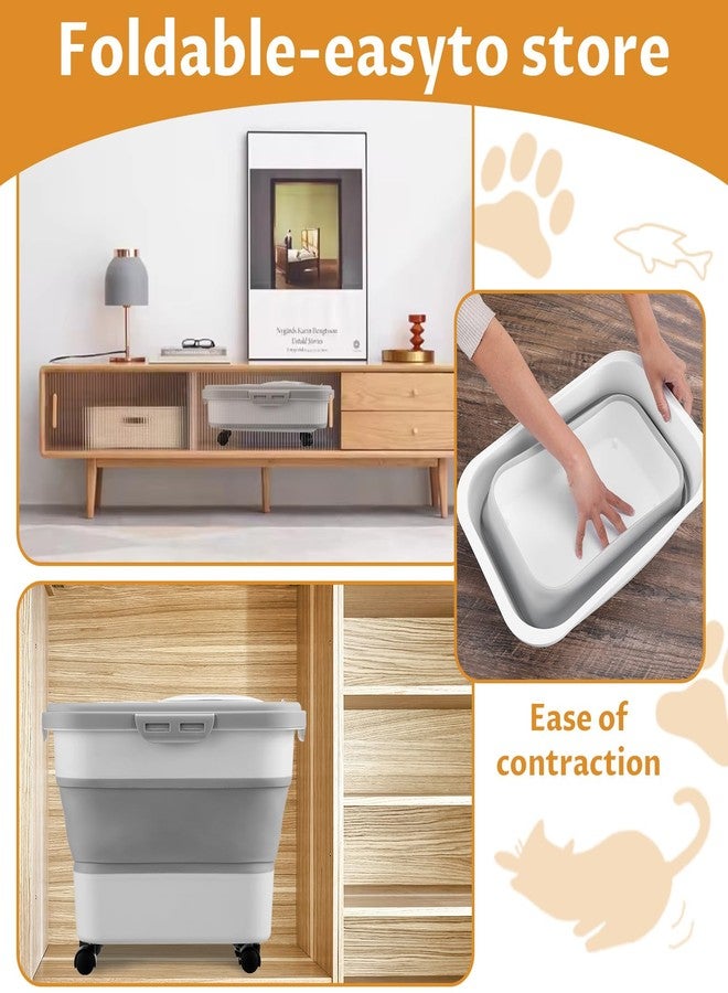 wutfuooo Cat Litter Storage Bin Container with Airtight Lids, Portable Cat Litter Storage Container with Wheels, Kitchen Cereal Rice Leakproof Sealable - Image 4